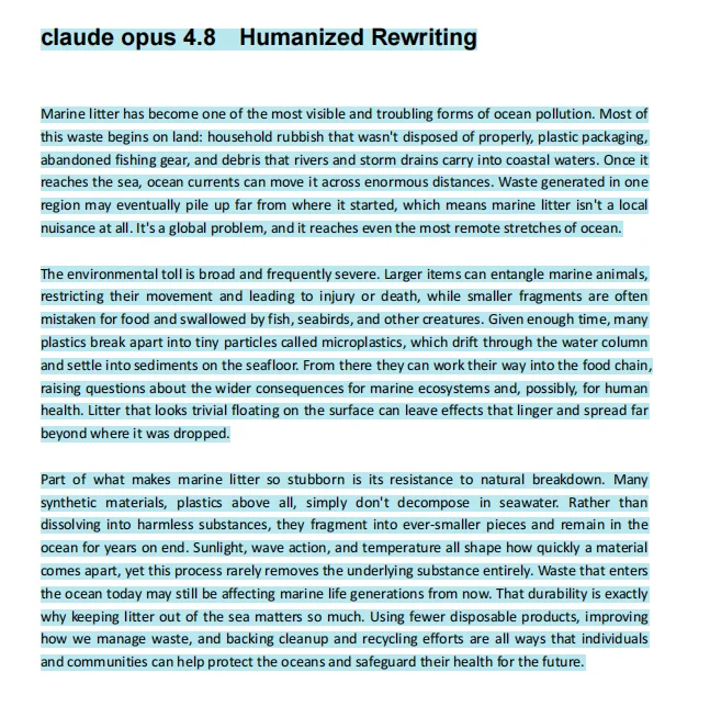 Claude Opus 4.8 Humanized Rewriting Turnitin AI Detection Report