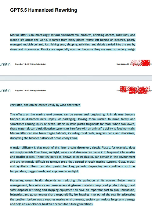 GPT-5.5 Humanized Rewriting Turnitin AI Detection Report