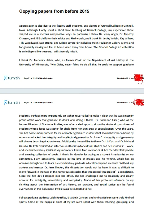 Pre-2015 Academic Papers Turnitin AI Detection Report